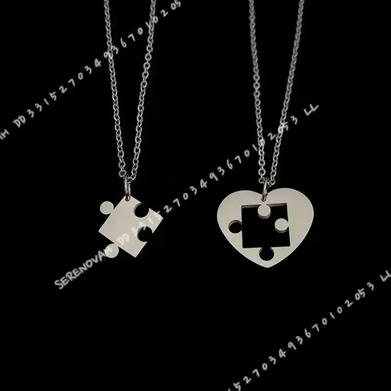 Magnetic Couple Matching Necklaces - 2Pcs Set Kalung Pasangan Liontin Puzzle