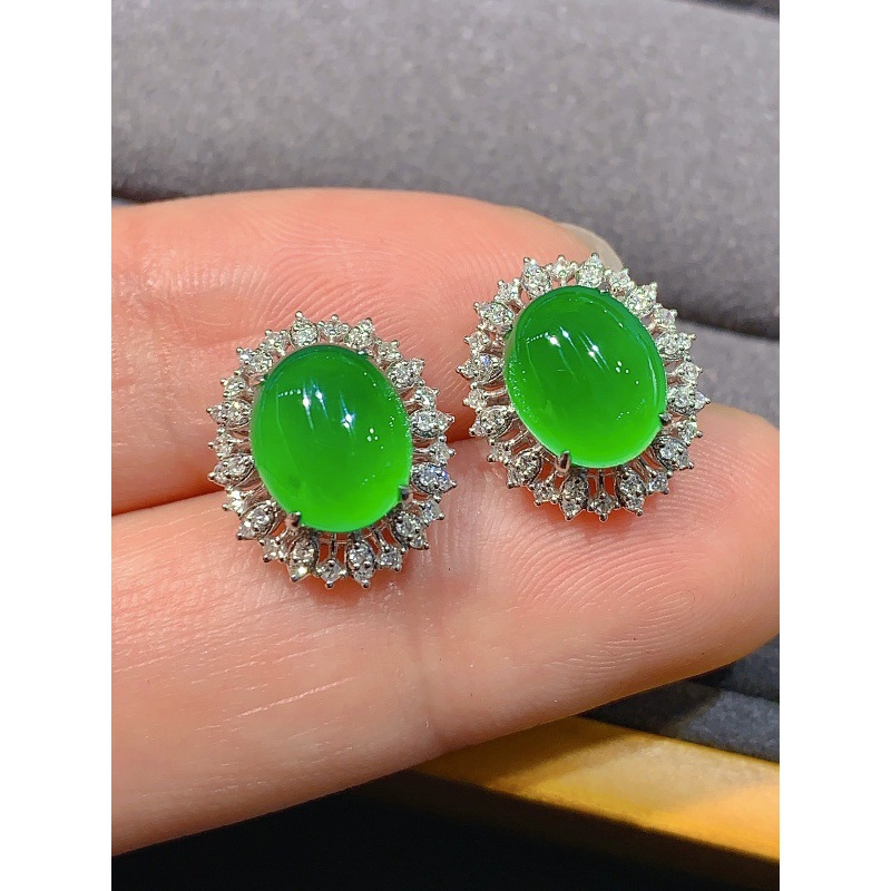 Earrings - Anting-anting giok hijau jenis es yang