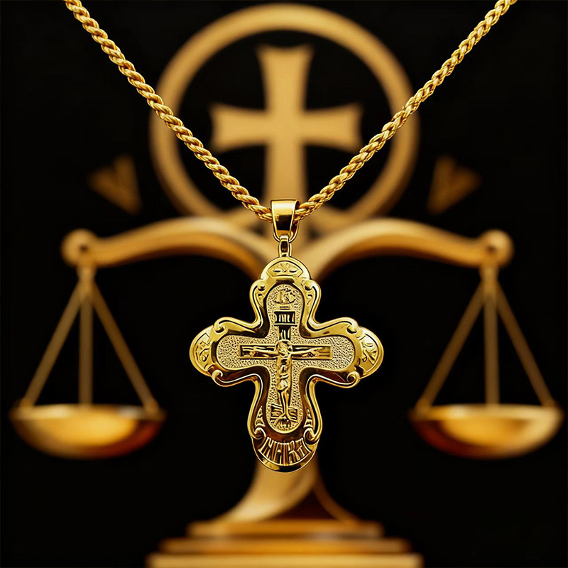 Cross Pendant Necklace Gold - Salib Dada Ortodoks Baru 2026, Kalung