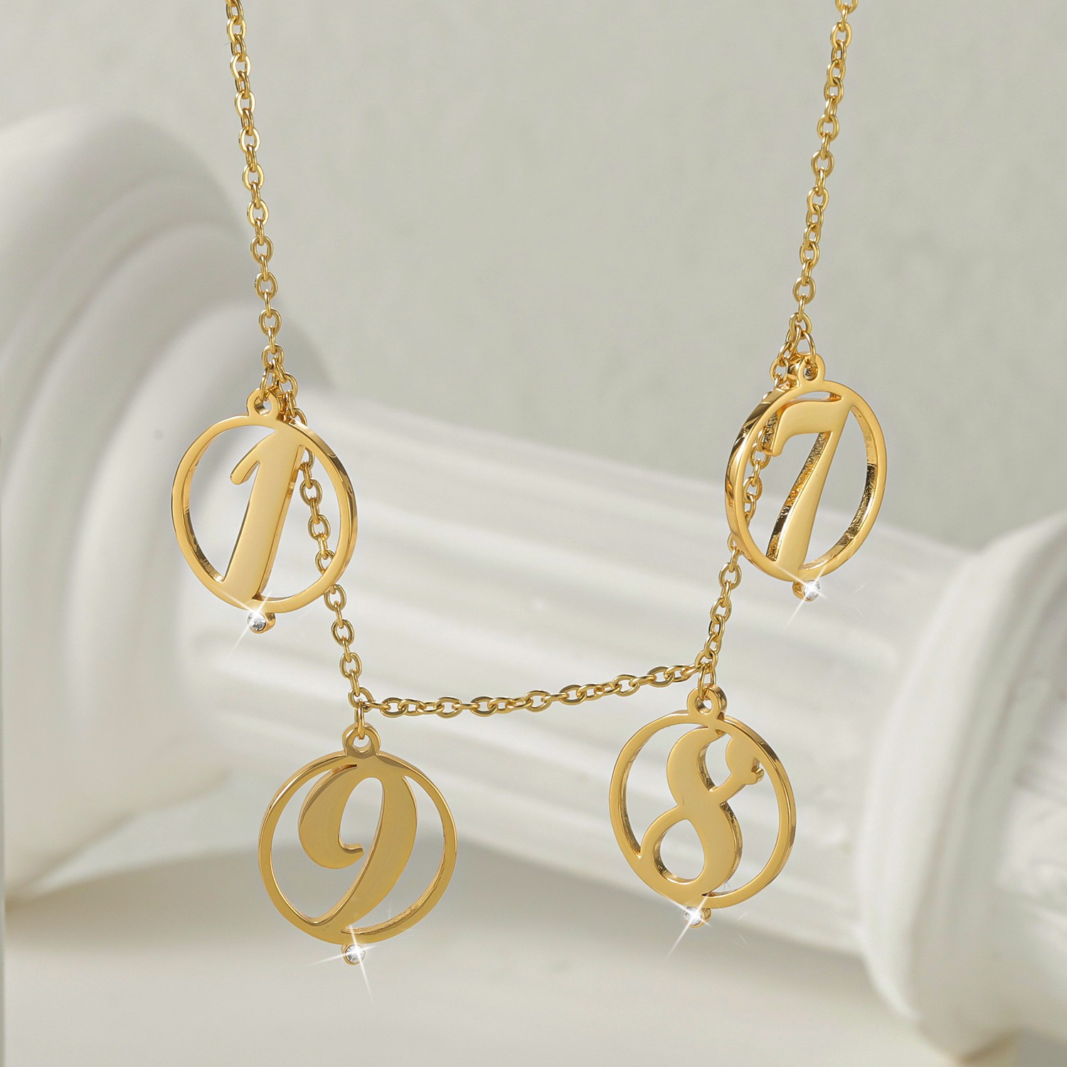 Initial Letter Necklace 18K Gold - Kalung Halo Multi Initial Berlian dengan