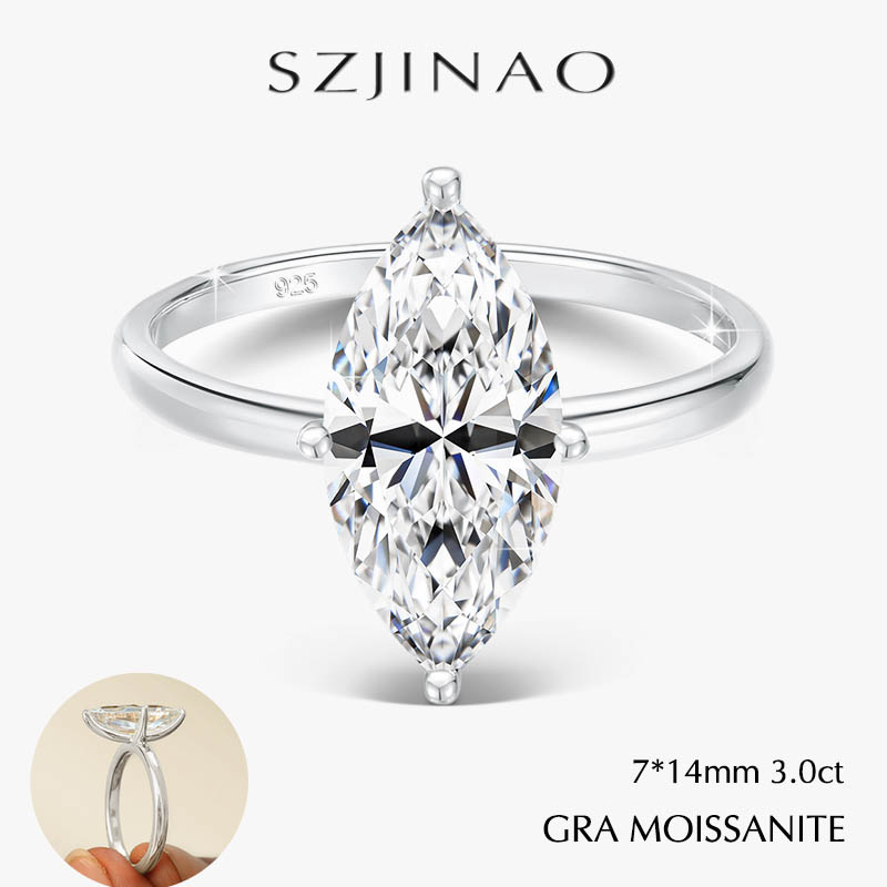 Moissanite Engagement Ring 1 Carat - GRA 2/3CT Cincin Pertunangan Moissanite untuk