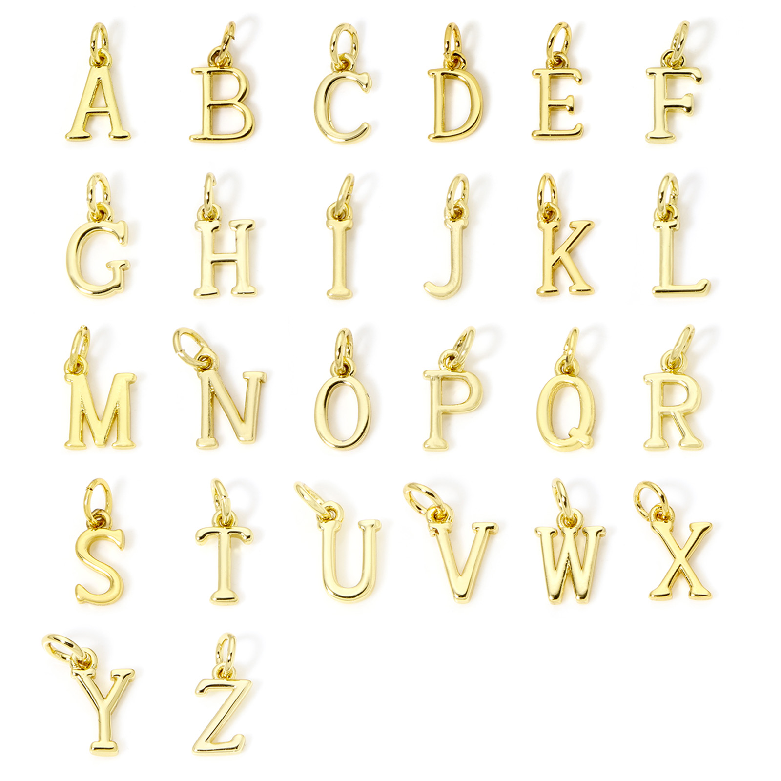 Initial Letter Necklace 18K Gold - 5 buah jimat kuningan 18K alfabet