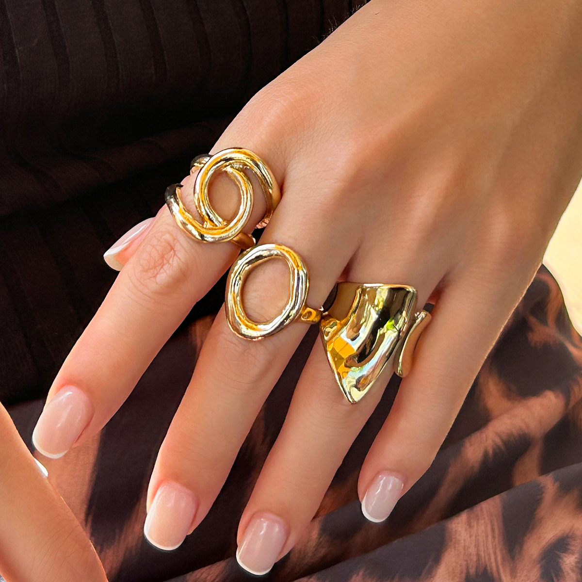 Vintage Punk Knuckle Rings Set - DIEZI cincin geometris Hollow Out modis