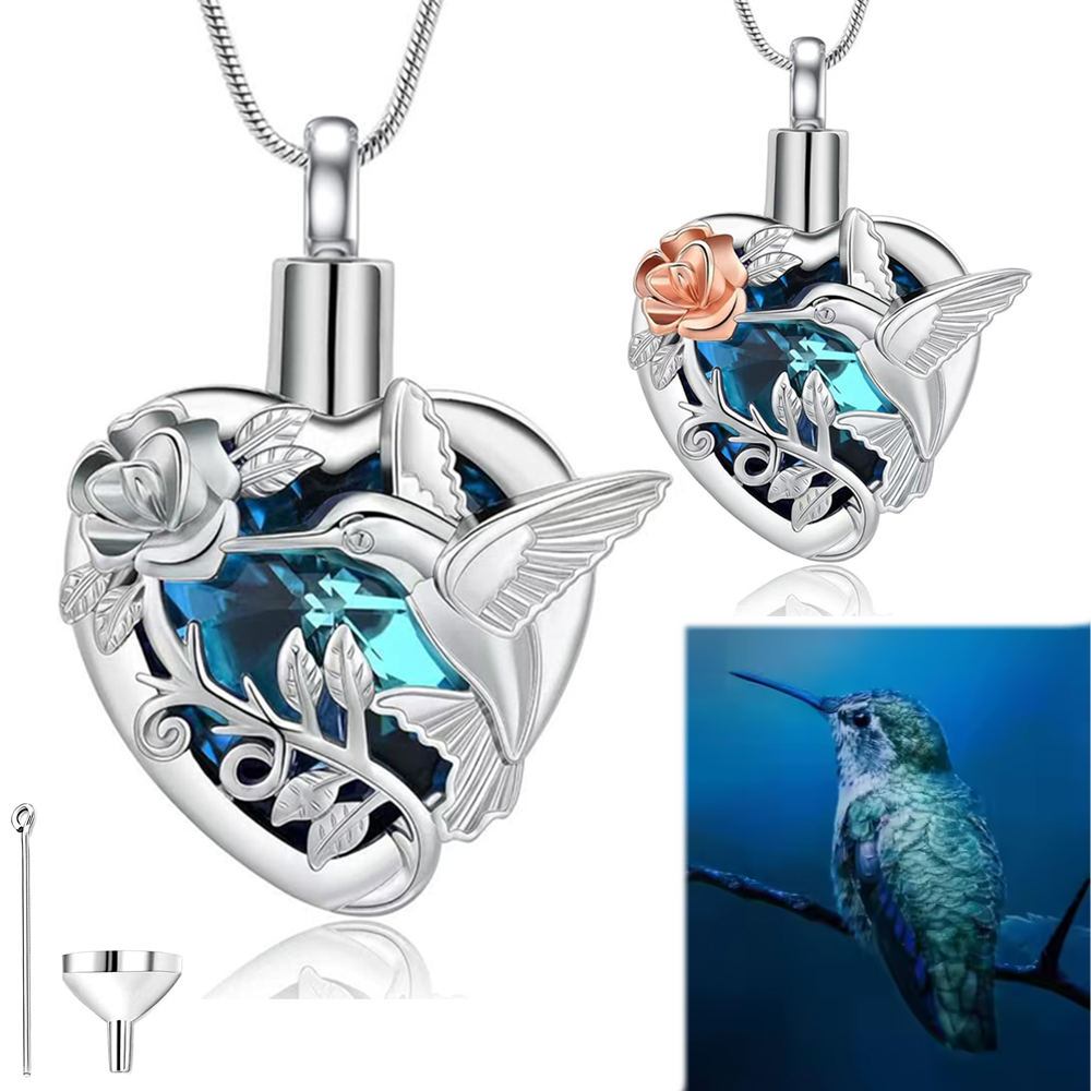 Heart Locket Necklace Photo - Kalung Liontin Guci Hati Burung Kolibri