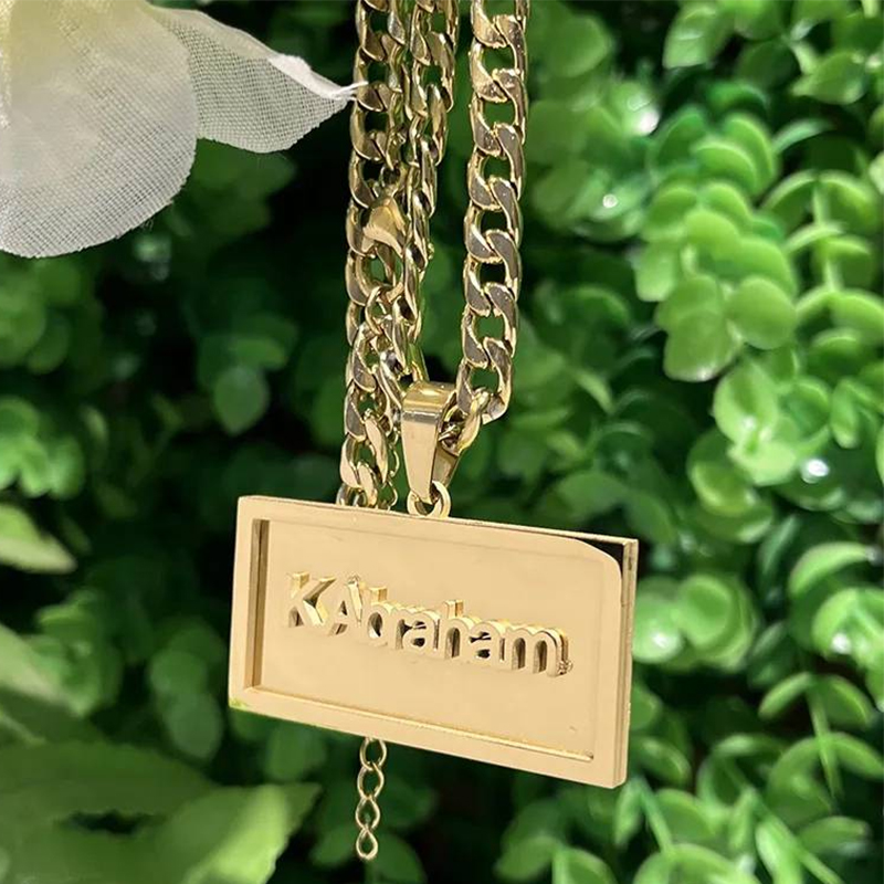Custom Name Necklace Stainless Steel - Kalung nama kustom Hip Hop untuk