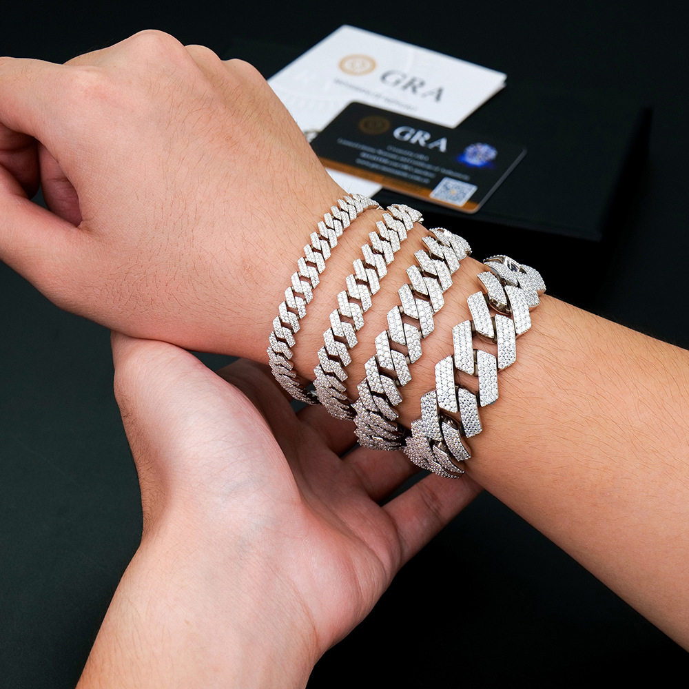 Cuban Link Chain 12Mm - Gelang Rantai Cuban Moissanite Bersertifikat GRA