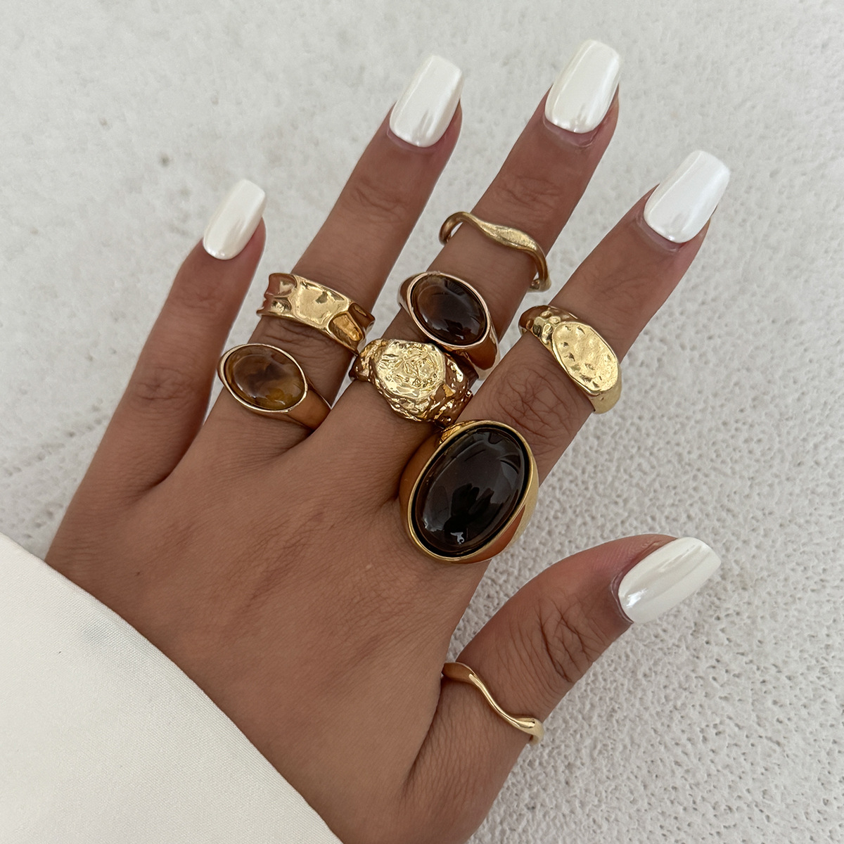 Vintage Punk Knuckle Rings Set - 8Pcs/Set Cincin Jari Logam Vintage Berhiaskan