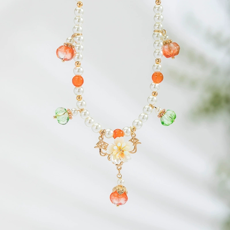 Pearl Choker Necklace Vintage - Kalung Mutiara Antik dengan Liontin Labu