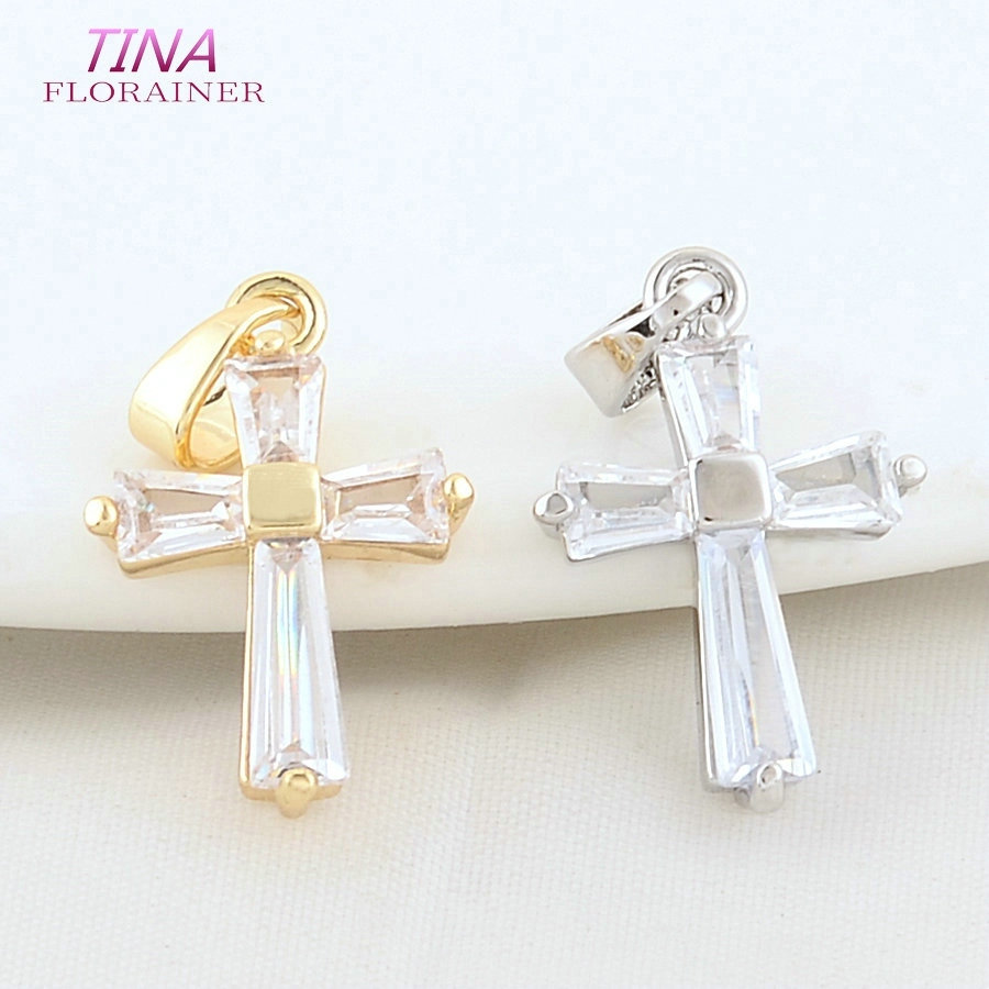 Cross Pendant Necklace Gold - 6 Buah 12*18MM 14K Warna Emas