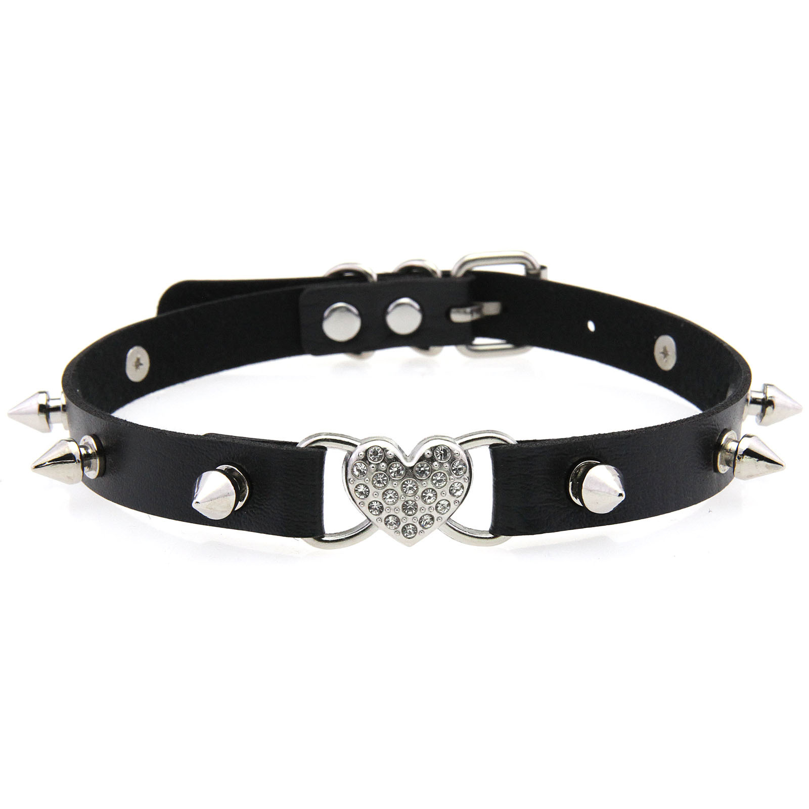 Goth Punk Spike Choker - Kalung Choker Hitam Berbentuk Hati Goth