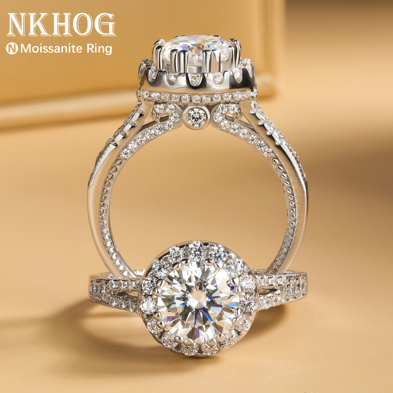 Moissanite Engagement Ring 1 Carat - Cincin Moissanite 2ct Asli Perak Sterling