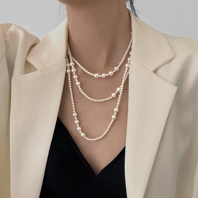 Pearl Choker Necklace Vintage - Kalung mutiara Multi lapis panjang Vintage