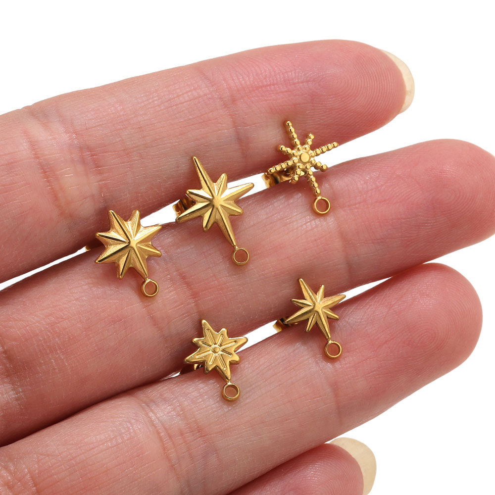 Body Jewelry - 6 pcs Anting-anting Bintang Stainless Steel