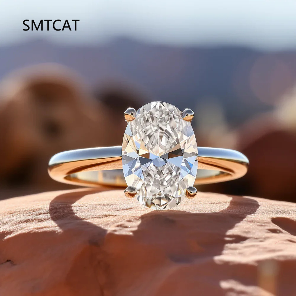 Moissanite Engagement Ring 1 Carat - Cincin Pertunangan Moissanite Potongan Oval 1/2/3