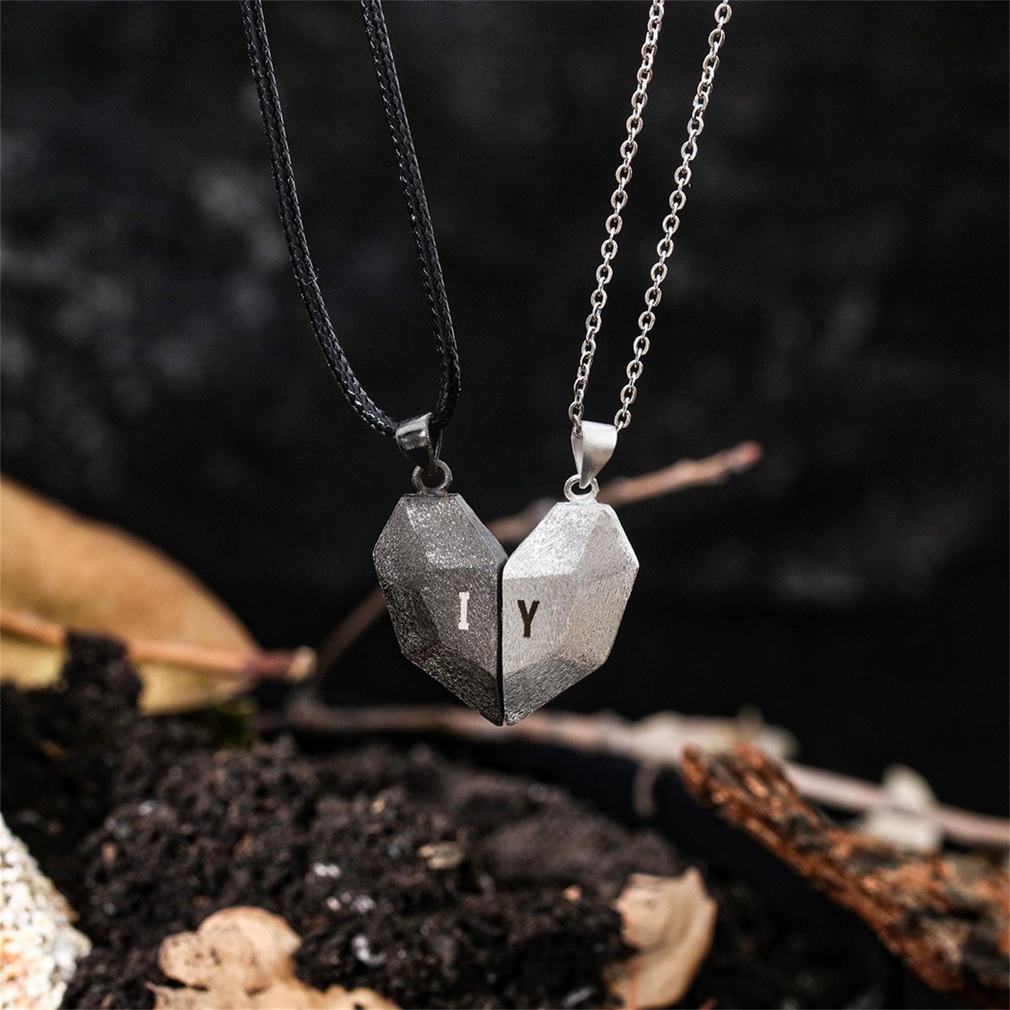 Magnetic Couple Matching Necklaces - Set kalung hati magnetik pasangan custom,
