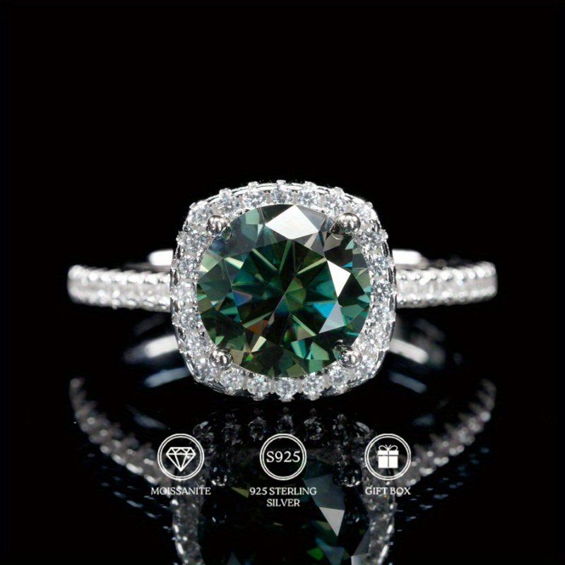 Moissanite Engagement Ring 1 Carat - 1 Buah Cincin Pernikahan Moissanite Hijau
