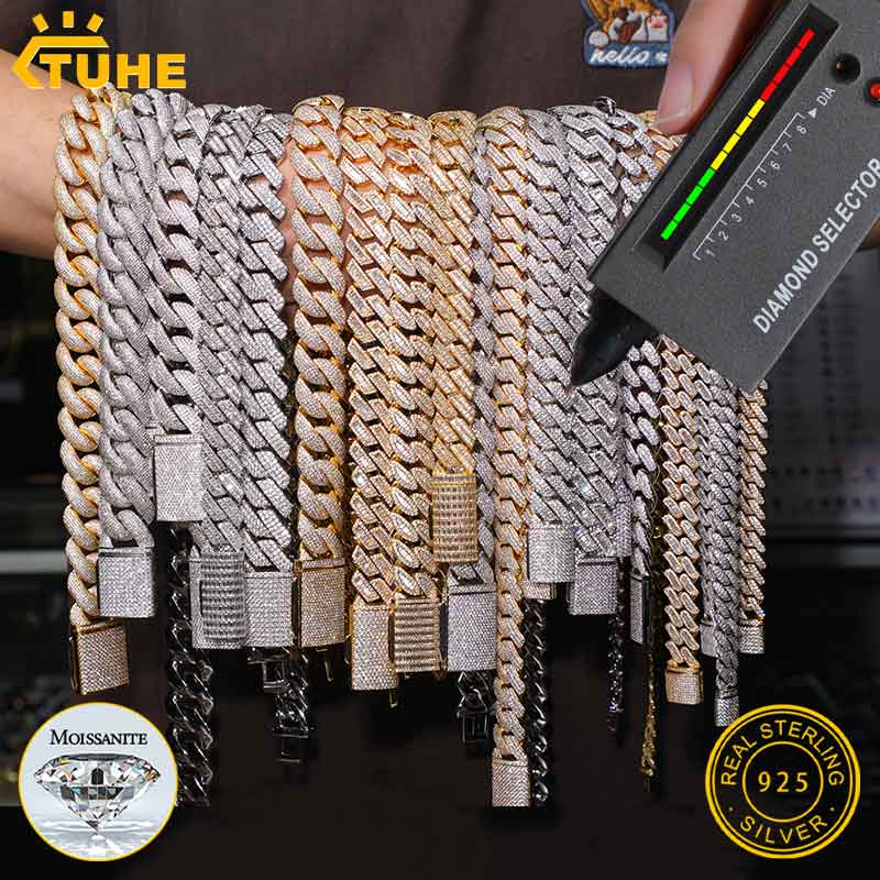 Cuban Link Chain 12Mm - Kalung Rantai Cuban Moissanite Warna D
