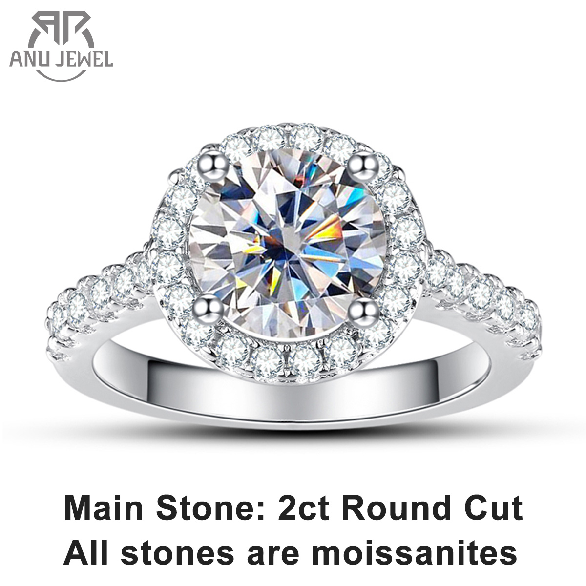 Moissanite Engagement Ring 1 Carat - AnuJewel cincin pernikahan warna D Moissanite