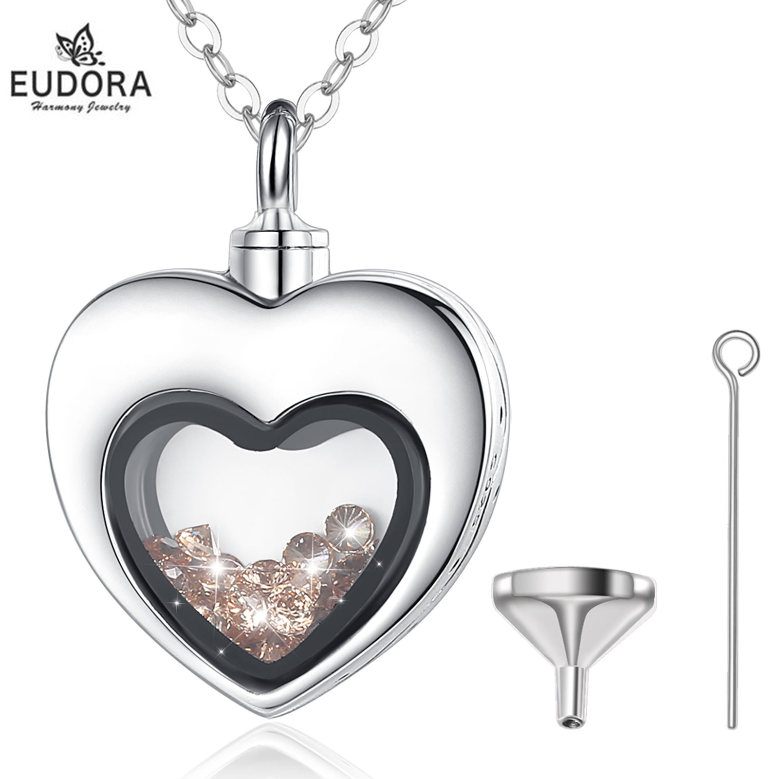 Heart Locket Necklace Photo - Eudora Liontin Hati Perak Murni Guci