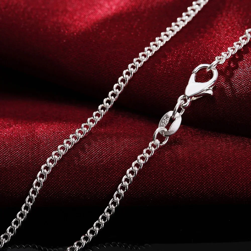 925 Sterling Silver Chain Necklace Men - 40-75cm 925 perak murni klasik 2MM