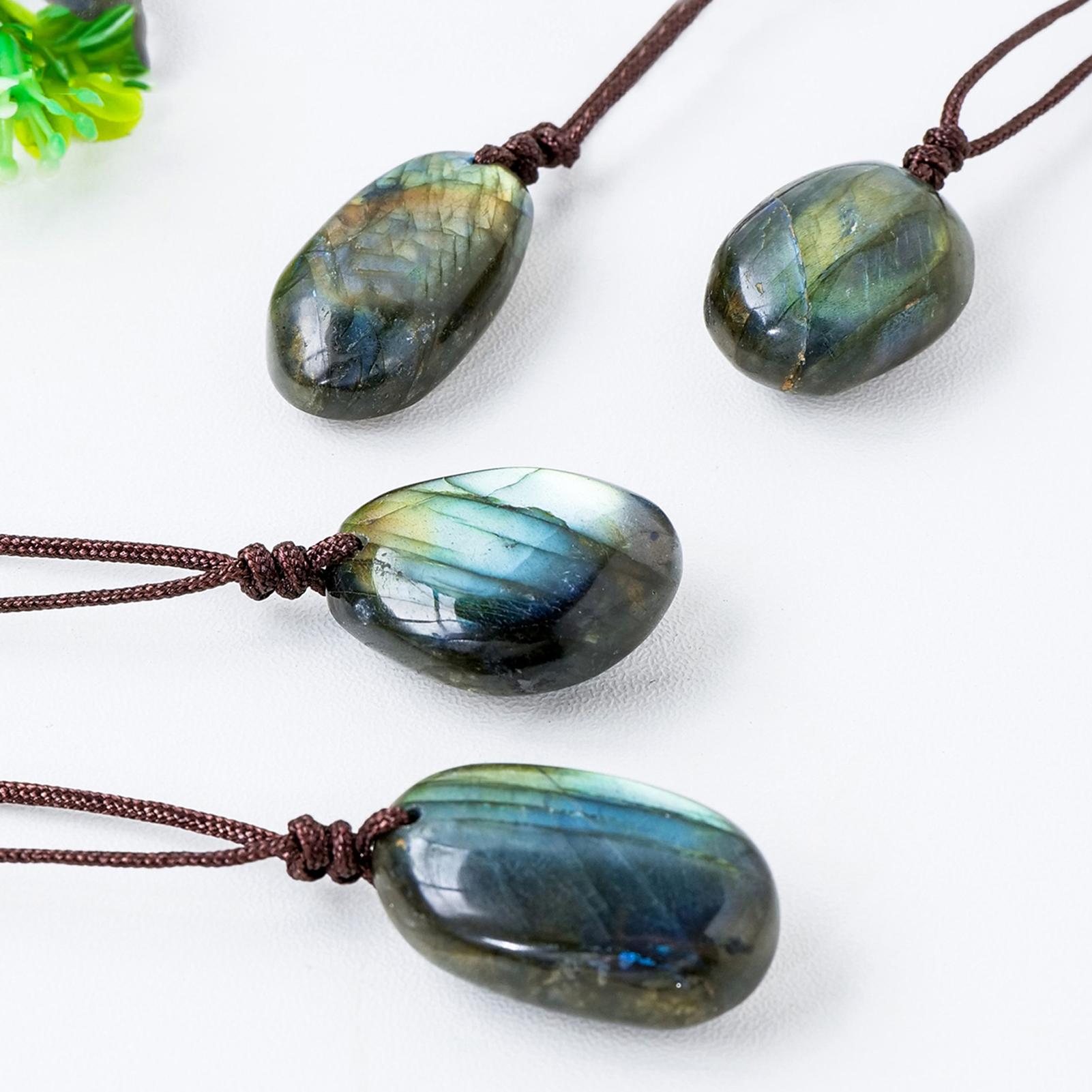 Crystal Pendant Necklace Natural Stone - Kalung Liontin Labradorit Alami Kalung Kuarsa