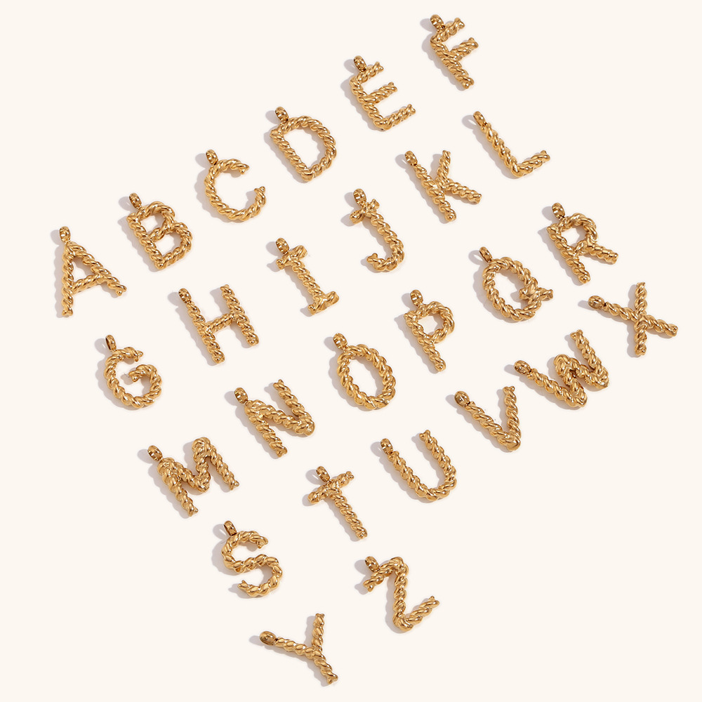 Initial Letter Necklace 18K Gold - Kalung Huruf 3D Personalisasi, Liontin Huruf