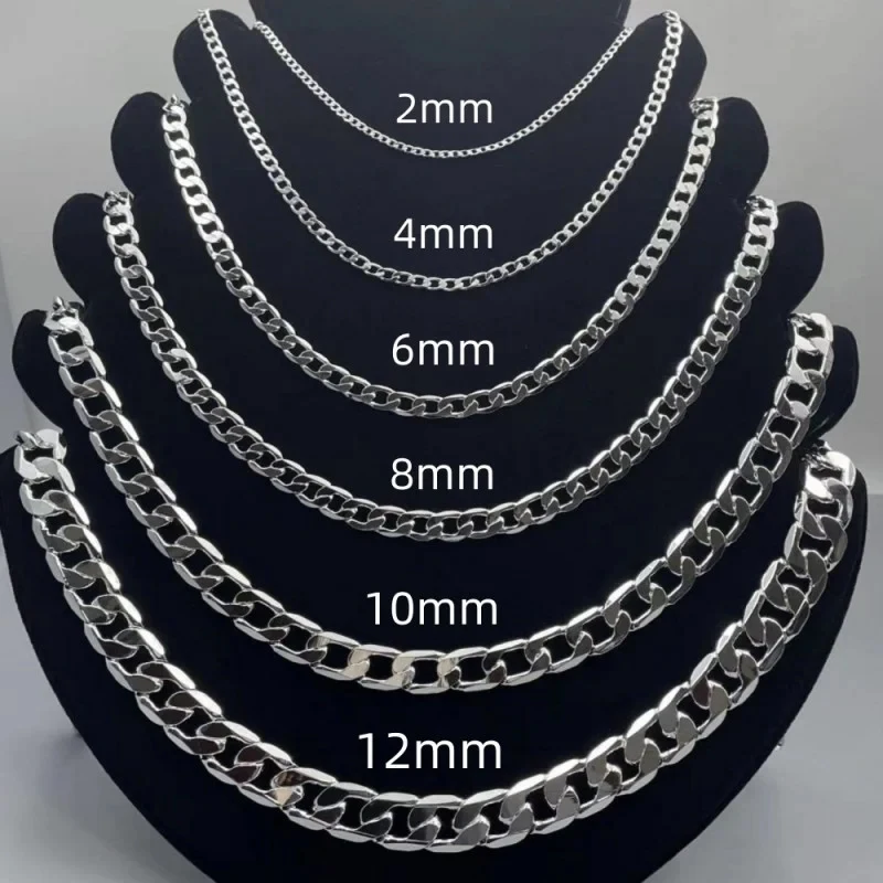 Cuban Link Chain 12Mm - Kalung perak Sterling 925 pria wanita,