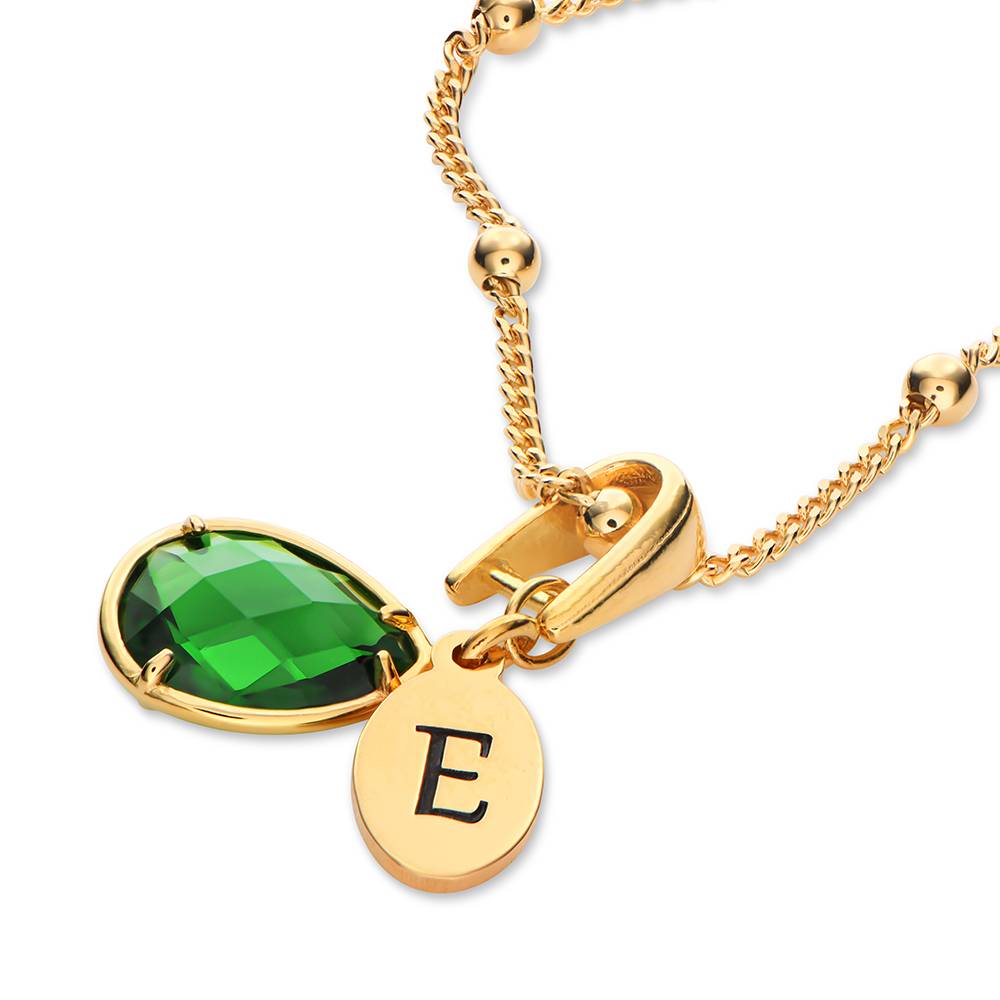 Initial Letter Necklace 18K Gold - Liontin nama kustom kustom inisial batu
