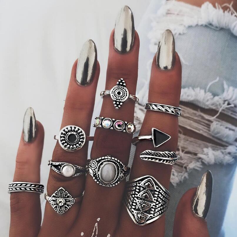 Vintage Punk Knuckle Rings Set - Meyfflin Set Cincin Buku Jari Antik