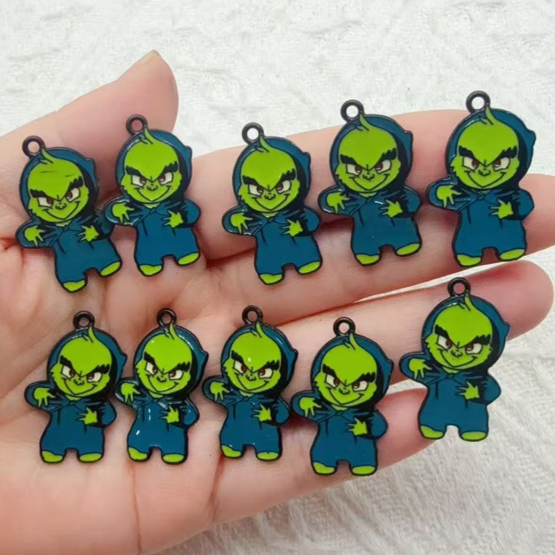 Earrings - 10 buah liontin Natal kartun berbahan