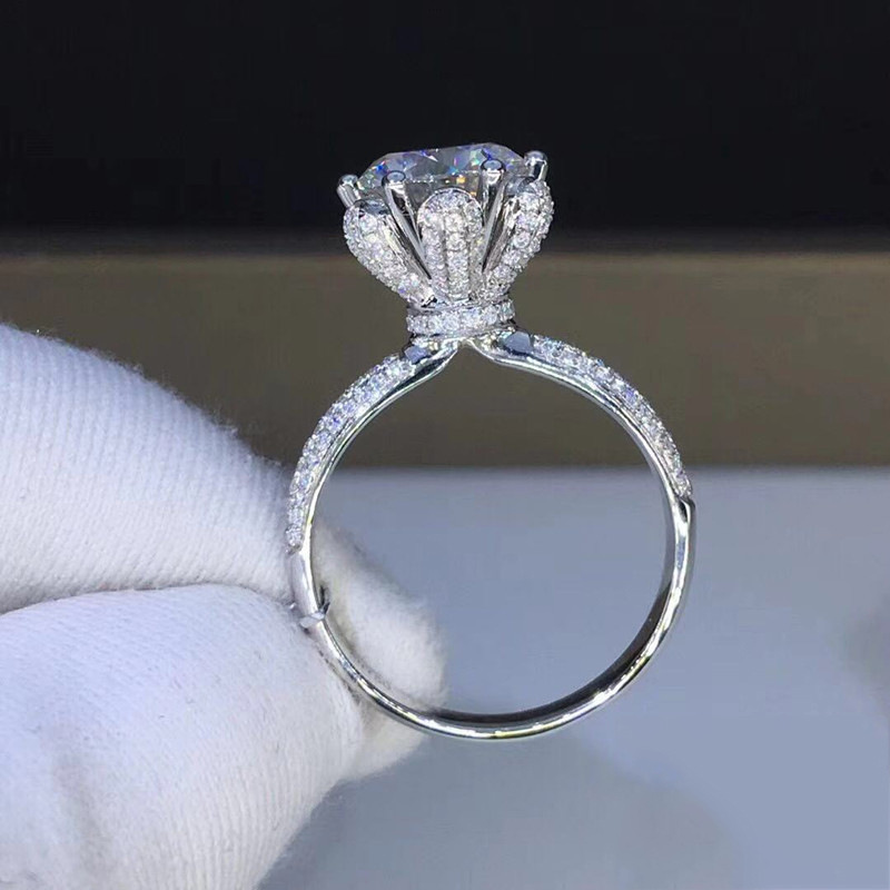 Moissanite Engagement Ring 1 Carat - Cincin Morganite Berlian Buatan Laboratorium Kelas