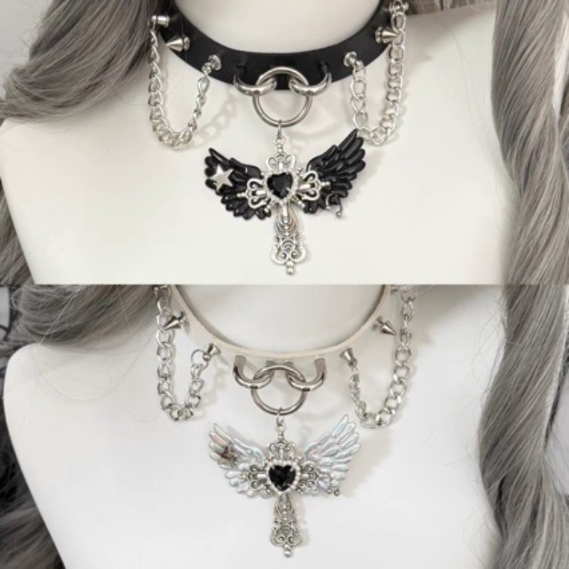 Layered Pendant Necklace Aesthetic - Kalung Rantai Sweater dengan Liontin Salib