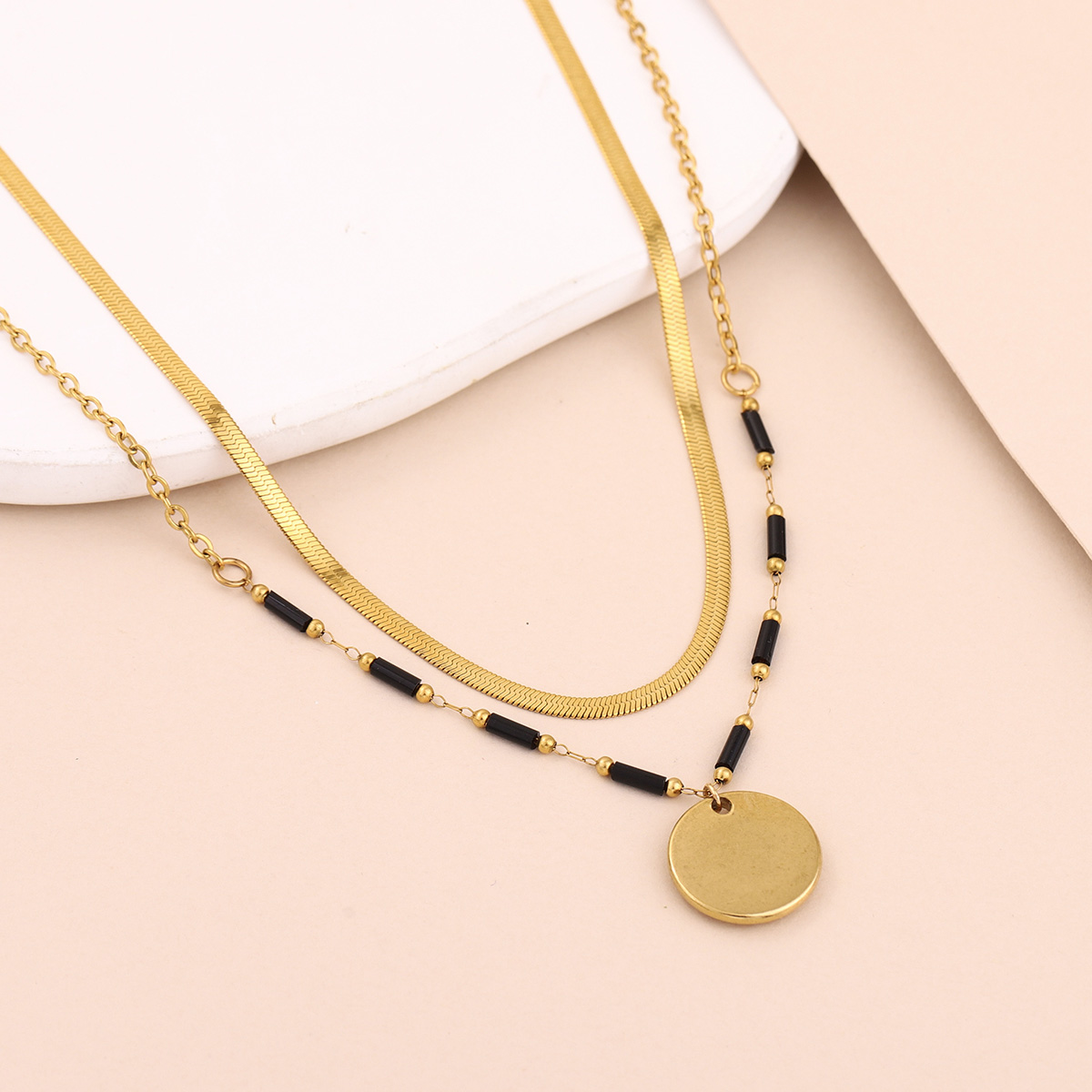 Layered Pendant Necklace Aesthetic - Kalung Berlapis Koin Motif Matahari Boho