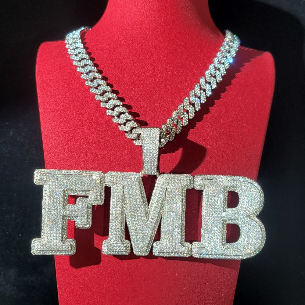 Cuban Link Chain 12Mm - Liontin Huruf & Angka Zirkon Kubik