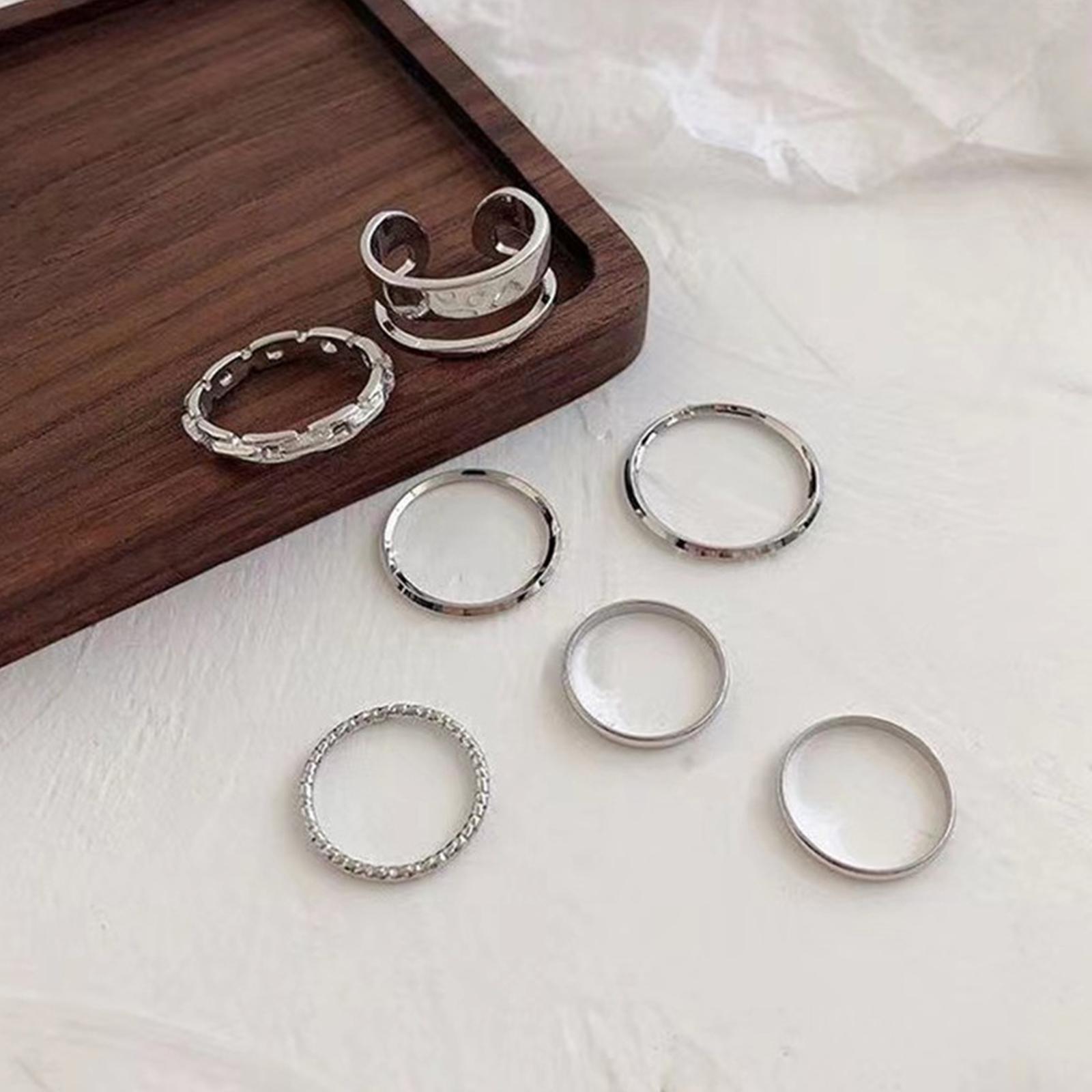 Vintage Punk Knuckle Rings Set - Set Cincin Hip Hop Wanita Warna