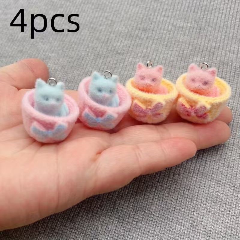 4 buah liontin kucing resin 3D - Earrings ulasan dan harga