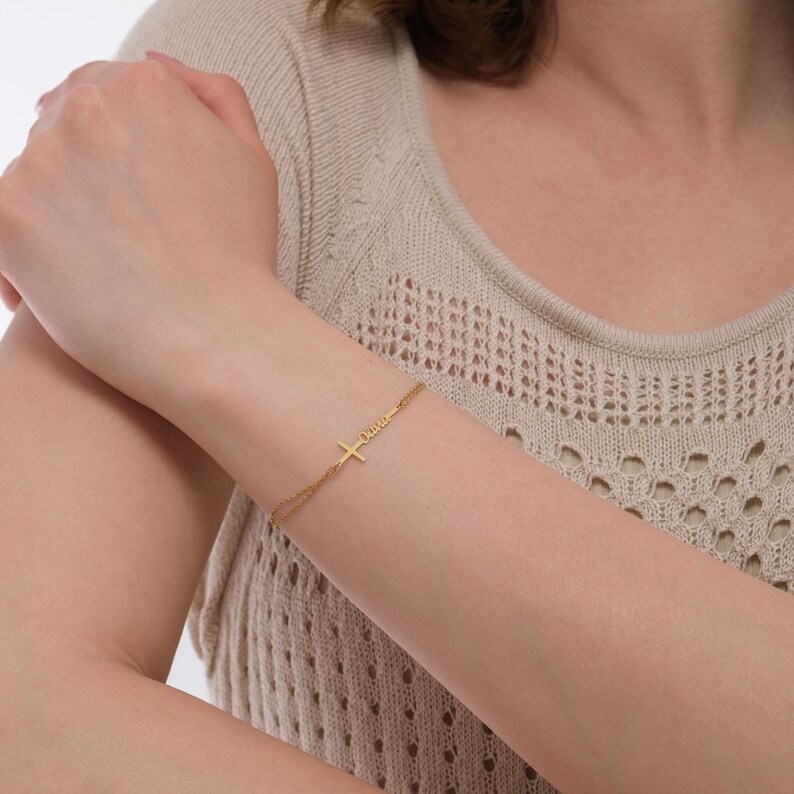 Gelang Nama Baptis Kustom, Gel - Cross Pendant Necklace Gold ulasan dan harga