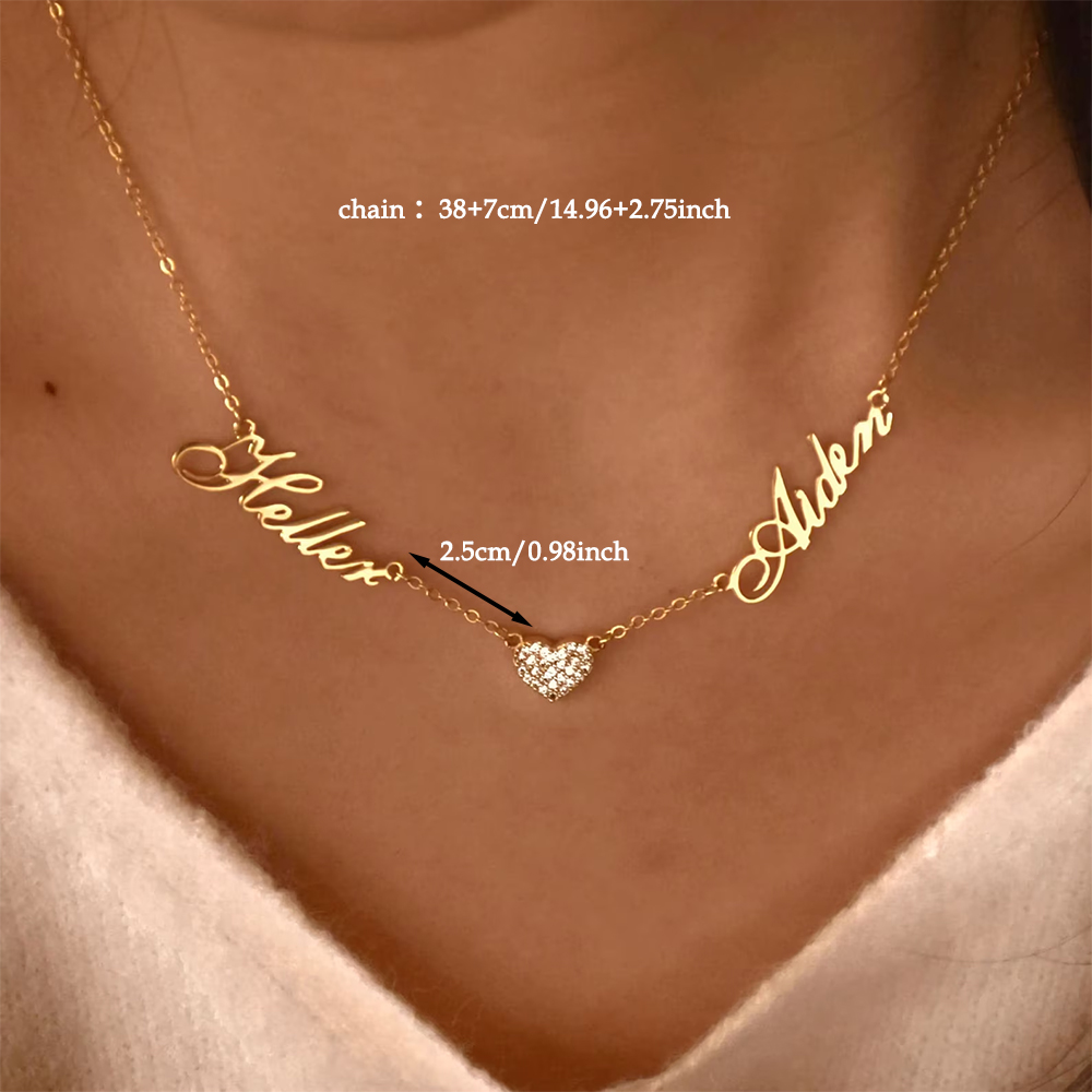 Kalung Dua Nama Kustom untuk W - Custom Name Necklace Stainless Steel ulasan dan harga
