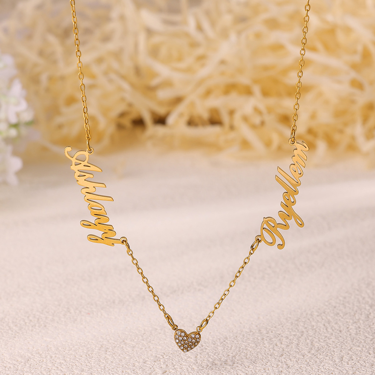Kalung Dua Nama Kustom untuk W - Custom Name Necklace Stainless Steel ulasan dan harga