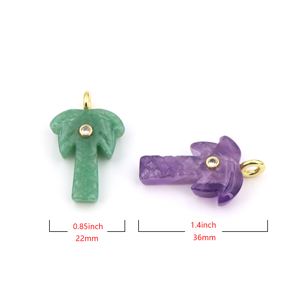 Liontin Pohon Kelapa Batu Alam - Crystal Pendant Necklace Natural Stone ulasan dan harga