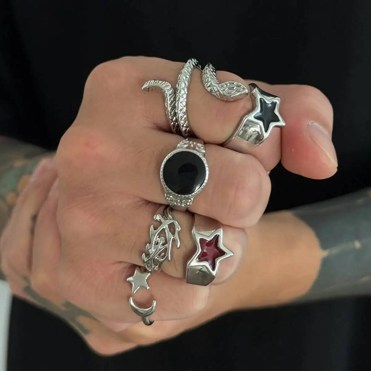 KunJoe 6Pcs Set Cincin Terbuka - Vintage Punk Knuckle Rings Set ulasan dan harga