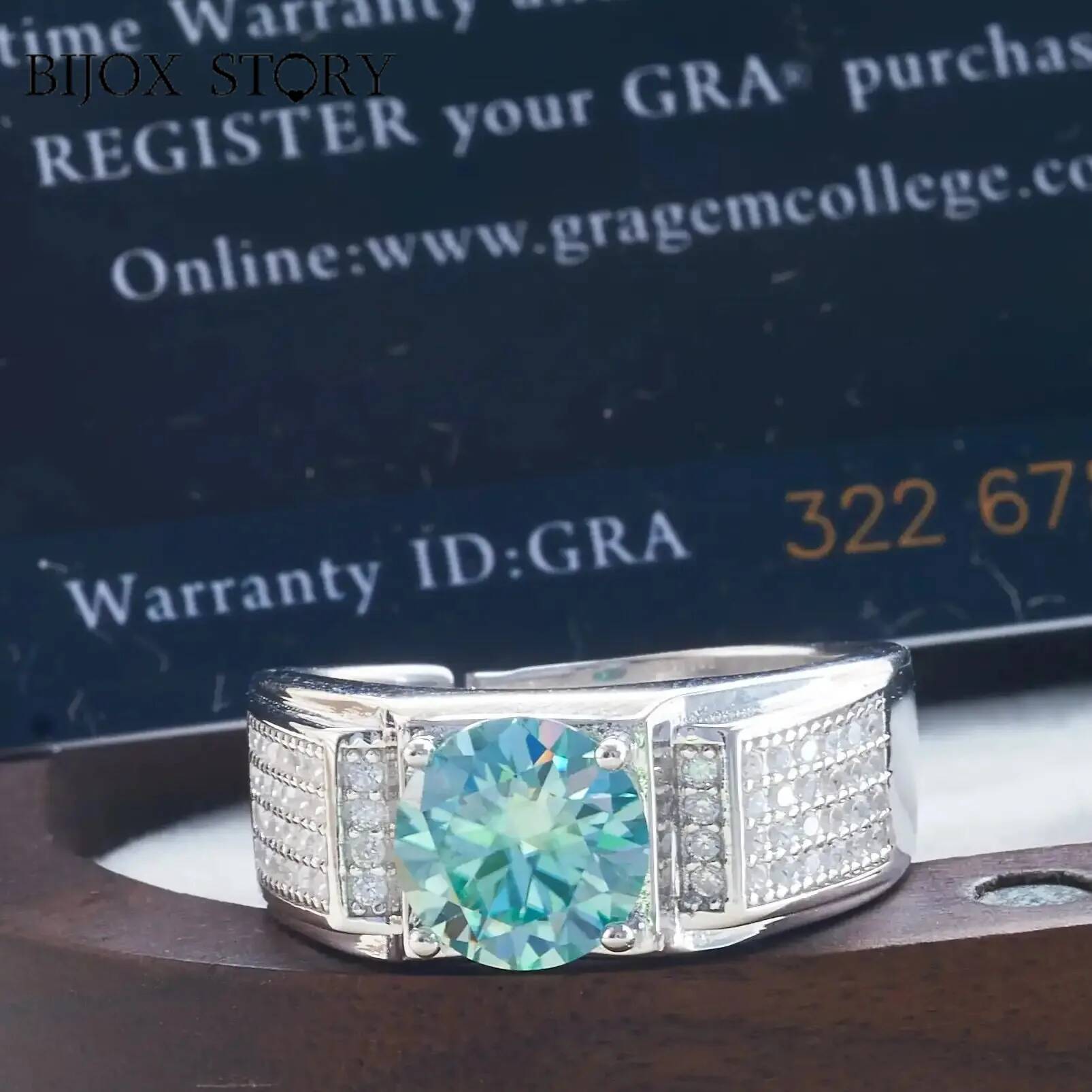 Cincin Pria warna biru alami m - Moissanite Engagement Ring 1 Carat ulasan dan harga