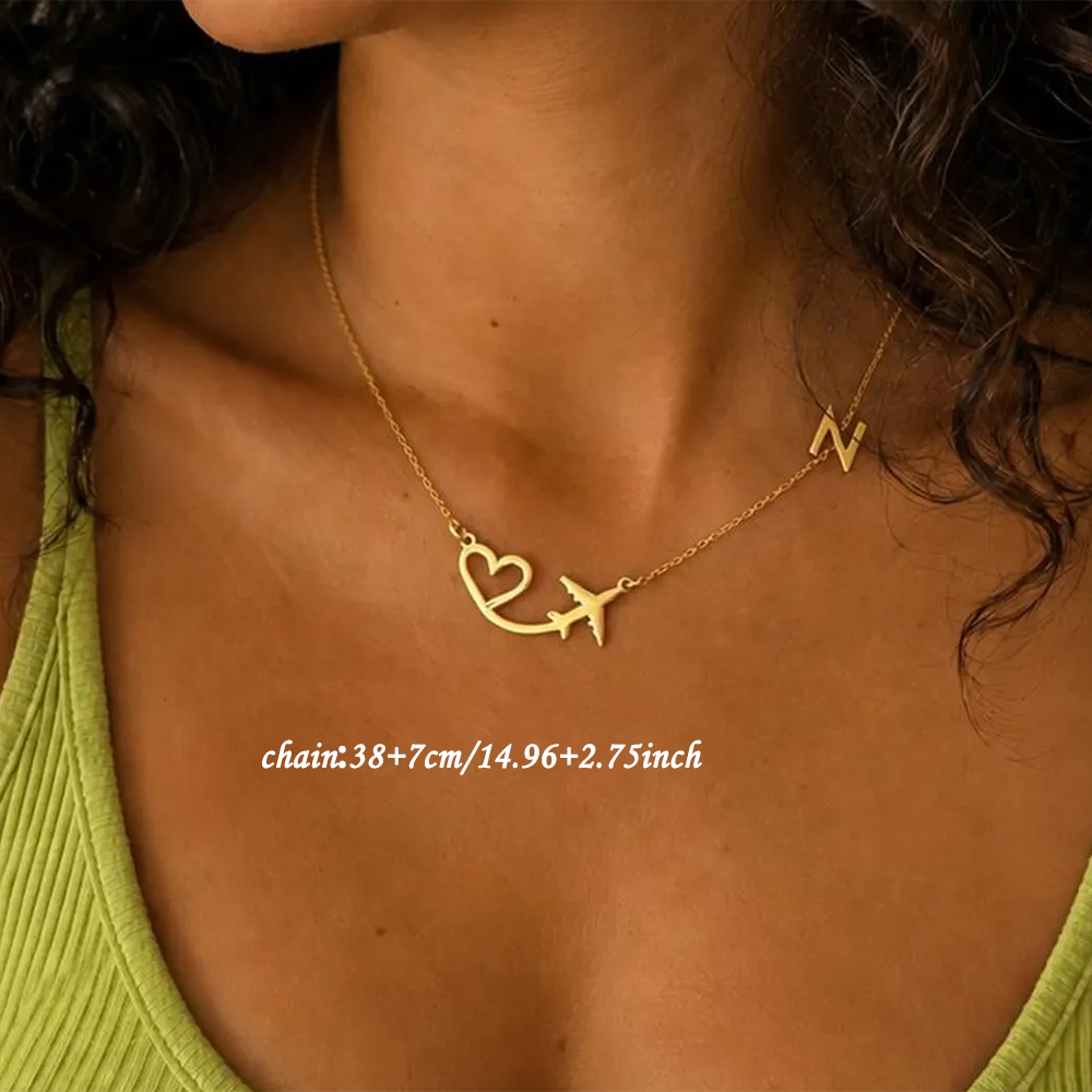 Kalung Liontin Inisial Pesawat - Custom Name Necklace Stainless Steel ulasan dan harga