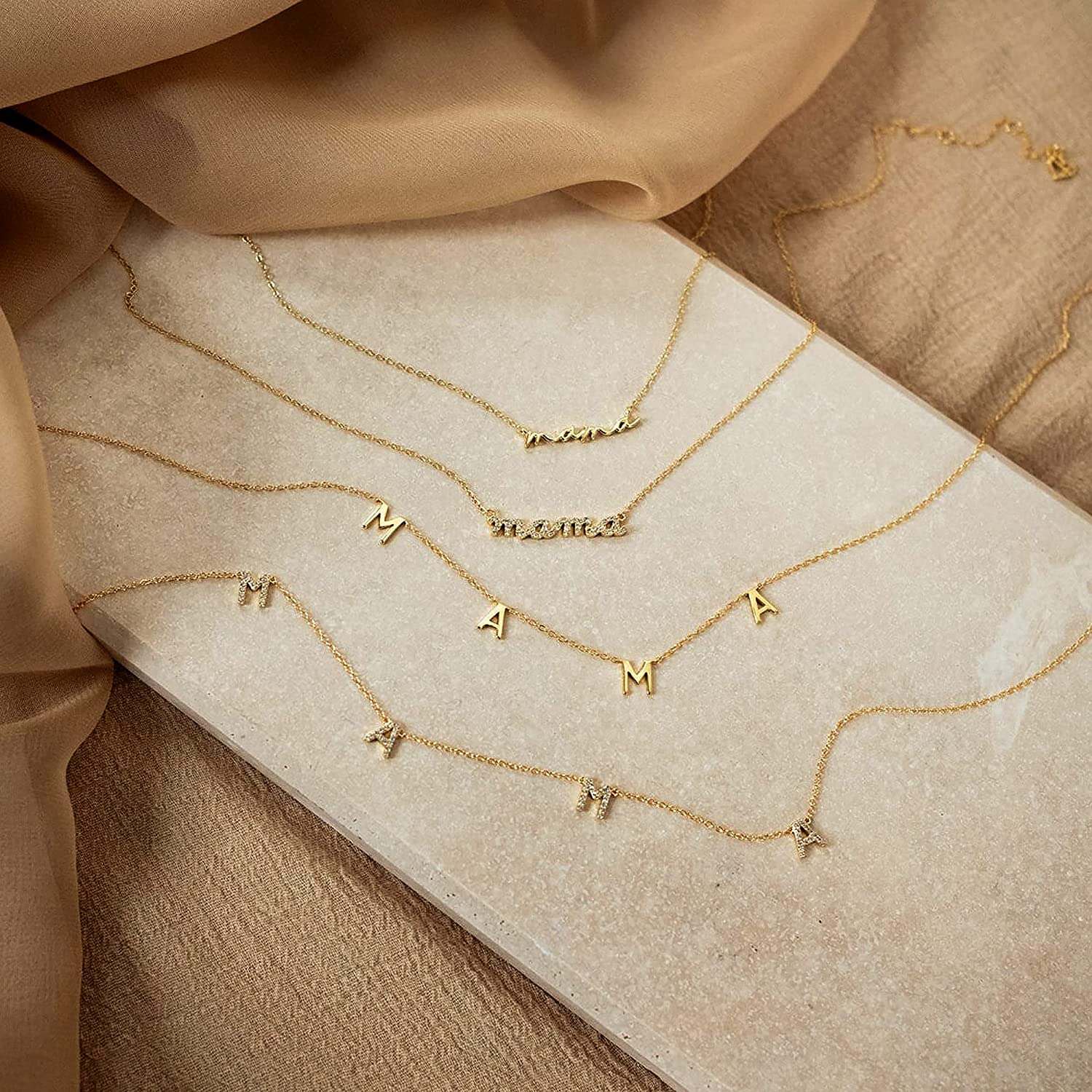 Kalung Choker Rantai Mama Beri - Initial Letter Necklace 18K Gold ulasan dan harga