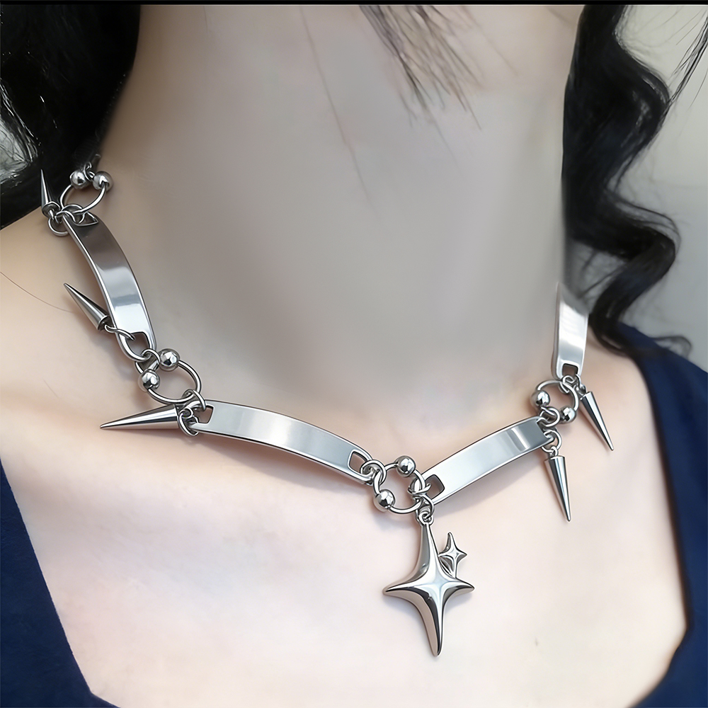Kalung Choker Bintang Y2k Desa - Goth Punk Spike Choker ulasan dan harga