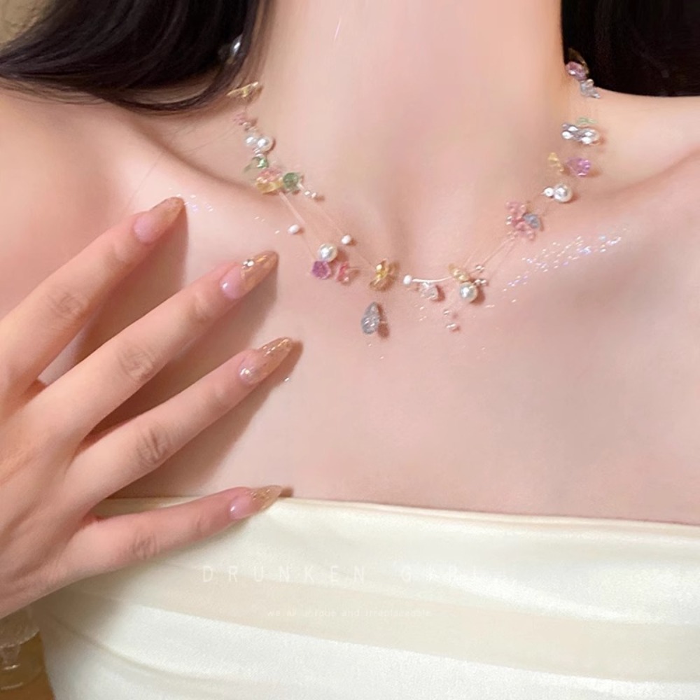 Kalung Choker Mutiara Cangkang - Layered Pendant Necklace Aesthetic ulasan dan harga
