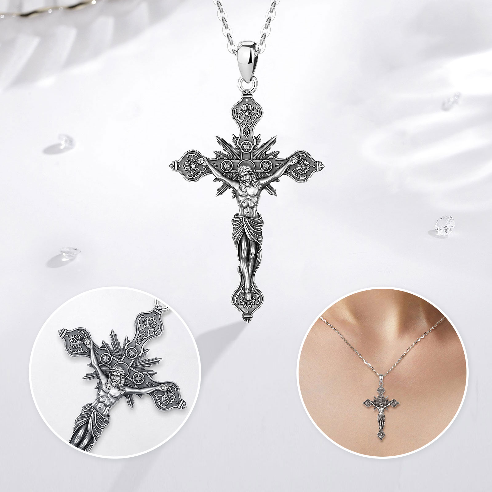 Eudora Kalung Salib Baru 925 P - 925 Sterling Silver Chain Necklace Men ulasan dan harga