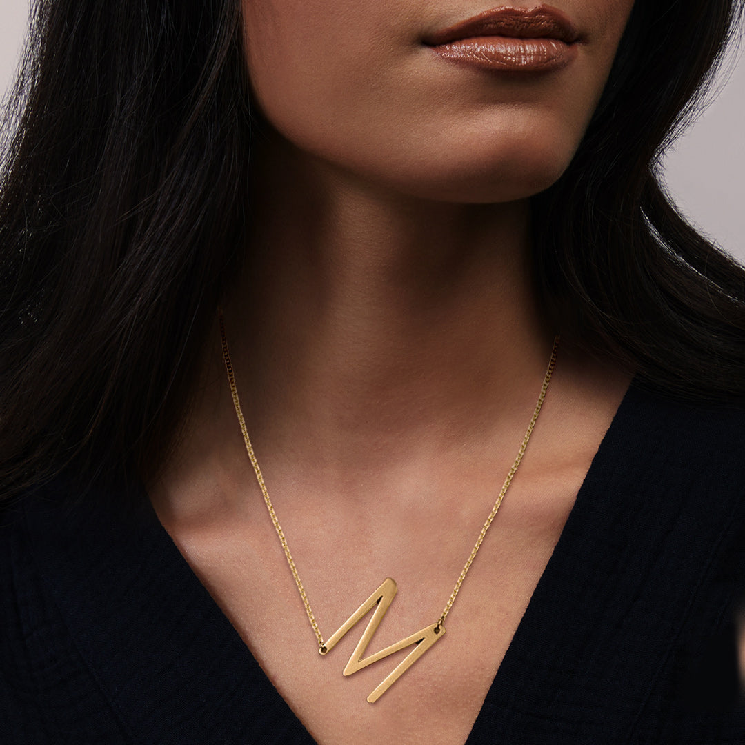 Pernyataan kalung inisial prib - Initial Letter Necklace 18K Gold ulasan dan harga