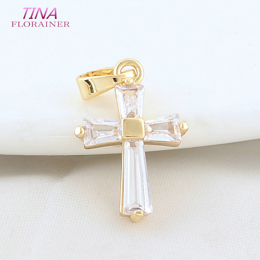 6 Buah 12*18MM 14K Warna Emas  - Cross Pendant Necklace Gold ulasan dan harga