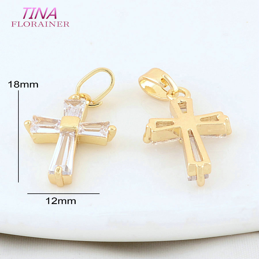 6 Buah 12*18MM 14K Warna Emas  - Cross Pendant Necklace Gold ulasan dan harga